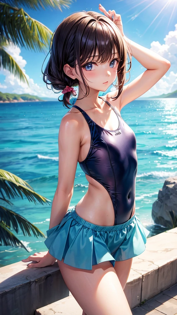 Beautiful anime girl, young, swimsuit lookbook