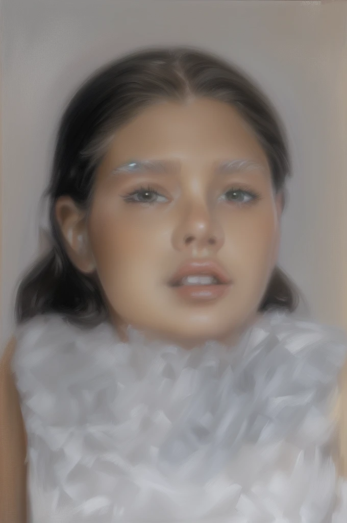 there is a Youngh girl in a white dress looking at the camera, digital oil on canvas, realistic studio portrait, Youngh , realistic digital painting, airbrush digital oil painting, ultra realistic digital painting, photorealistic digital painting, very realistic digital art, digitally painted, side centered painted portrait, Youngh girl, digital oil painting, portrait Youngh girl, oil digital painting
