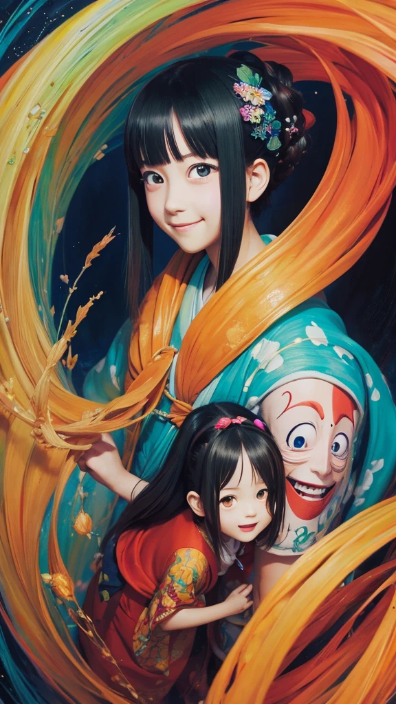 Spirited Away Characters、High resolution, smile, Highest quality, Anatomically correct, accurate, Abstract painting, masterpiece,