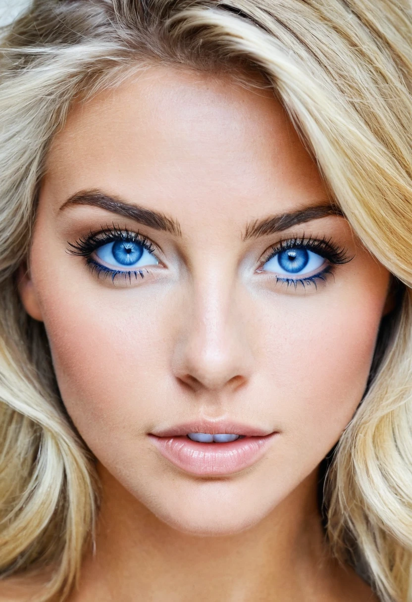 , tetas grandes, blue eye, fond simple, cheveux blonds,