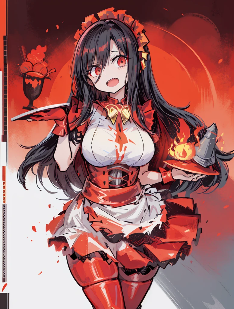 
1 girl, crimson armor,volcanic knight, fire knight, legendary weapon ,sfw,beautiful clothes,(masterpiece, best quality), Angry,muscular,full helmet,cape