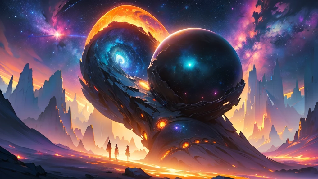 a vast, stunning galaxy landscape, a breathtaking cosmic scene, swirling nebulae, glowing stars, glowing clouds of interstellar dust, dramatic celestial bodies, glowing cosmic energy, ethereal atmospheric lighting, serene and tranquil space, beautiful and intricate cosmic details, (best quality,8k,highres,masterpiece:1.2),ultra-detailed,realistic,photorealistic,photo-realistic:1.37,cinematic composition,dramatic lighting,glowing colors,vibrant colors,deep space,digital painting,concept art