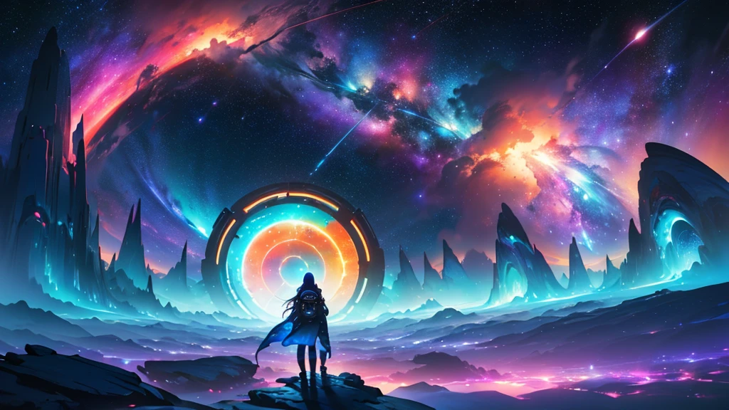 a vast, stunning galaxy landscape, a breathtaking cosmic scene, swirling nebulae, glowing stars, glowing clouds of interstellar dust, dramatic celestial bodies, glowing cosmic energy, ethereal atmospheric lighting, serene and tranquil space, beautiful and intricate cosmic details, (best quality,8k,highres,masterpiece:1.2),ultra-detailed,realistic,photorealistic,photo-realistic:1.37,cinematic composition,dramatic lighting,glowing colors,vibrant colors,deep space,digital painting,concept art