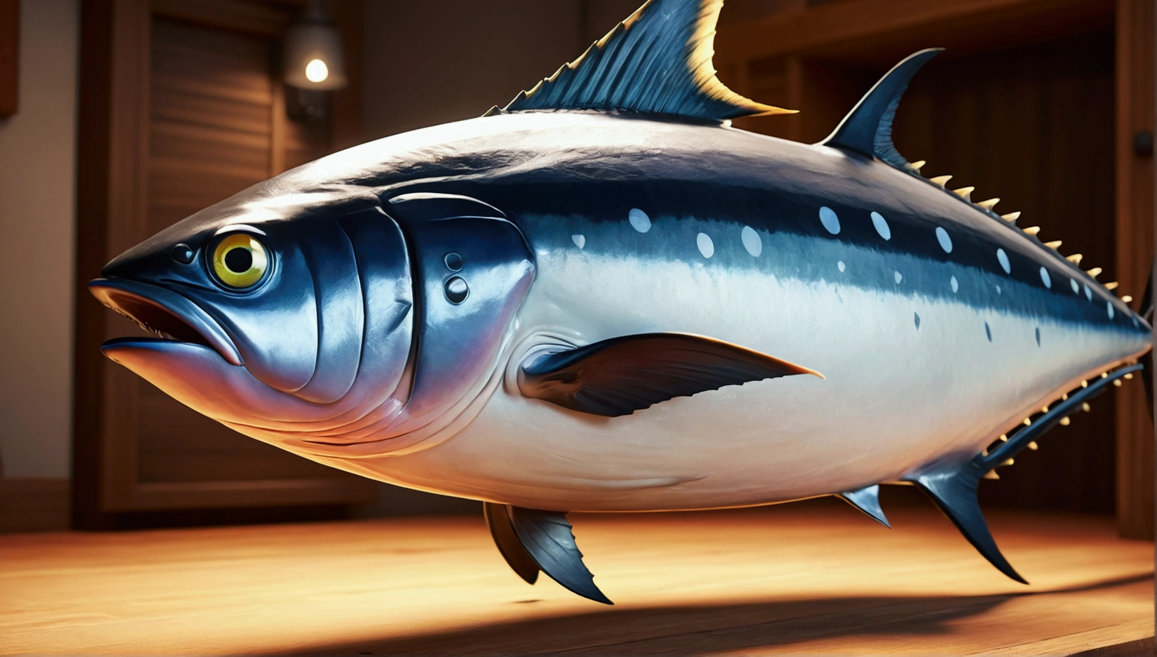 Huge tuna, pixar cartoon style,masterpiece, best quality