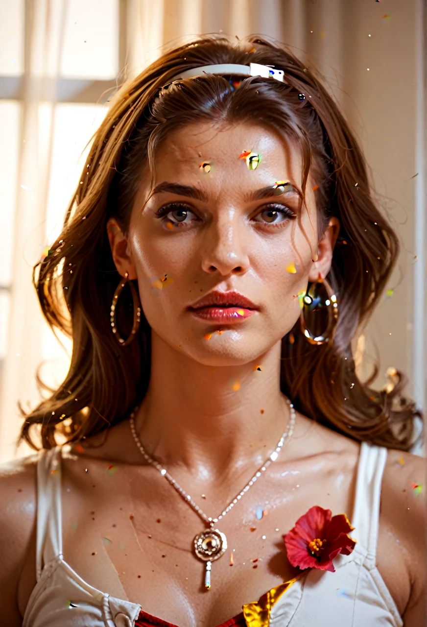 front view, head and shoulders shot, portrait, 1 woman, solo, catherine zeta-jones:0.5, megan fox:0.5, looking straight