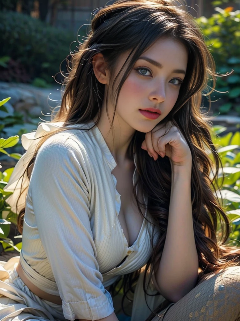 aphrodite, a beautiful woman, goddess of love, beauty and sexuality, flowing white dress, golden hair, piercing blue eyes, ornate jewelry, ethereal glowing aura, serene expression, romantic landscape, rolling hills, blooming flowers, warm sunlight, (best quality,4k,8k,highres,masterpiece:1.2),ultra-detailed,(realistic,photorealistic,photo-realistic:1.37),hyperrealistic,dramatic lighting,cinematic composition,dreamlike atmosphere,vibrant colors,intricate details, cowboy shot:1.4,