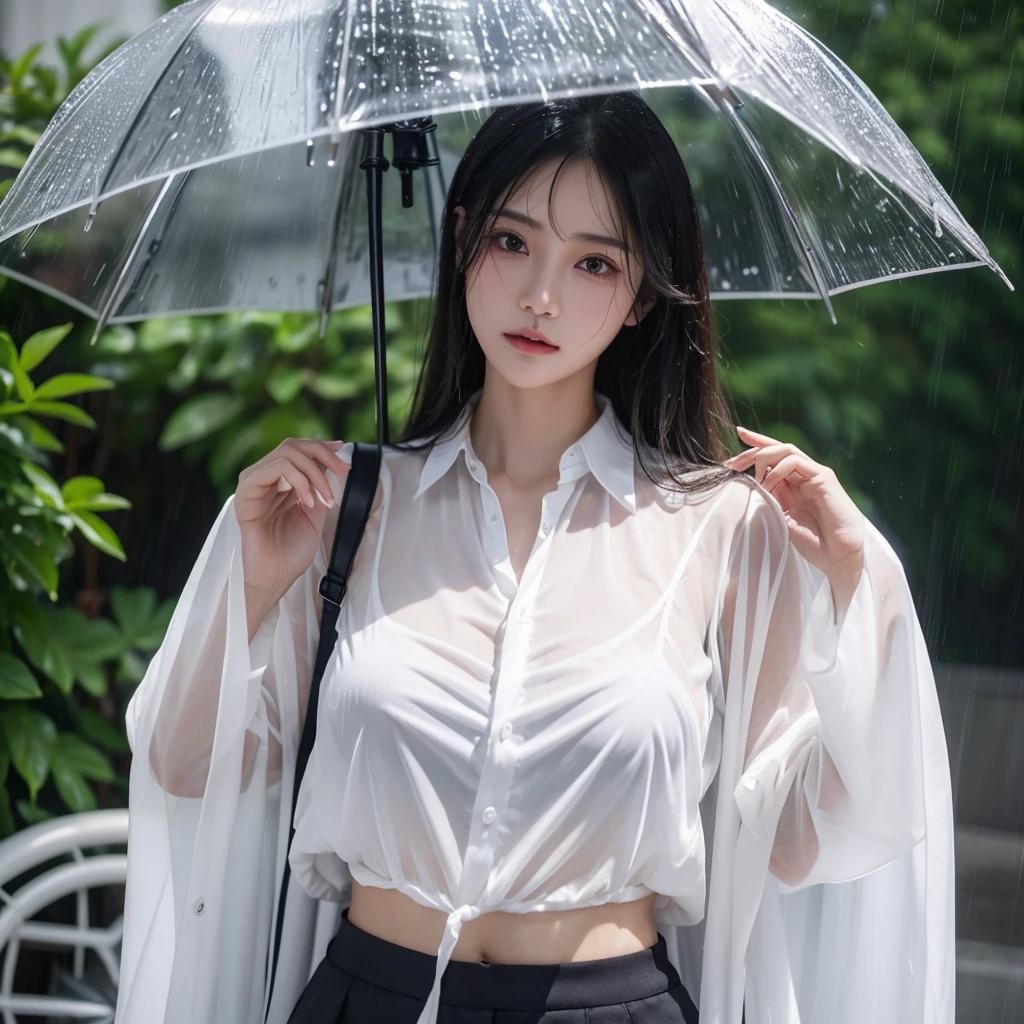 Hair getting wet in the rain、Transparent shirt、Beautiful woman getting wet in the rain、typhoon、Get wet without an umbrella、Beautiful woman in the rain、雨で濡れたBeautyOL、Detailed face、Realistic、beautiful girl、Beauty、Office Lady Uniform、beauty、Beautiful woman、Narrow waist、Handsome woman、Tight pants look、suit、Sexy pose、タイトなsuitパンツ、雨で濡れたsuit、Wet shirt、See-through shirt、Shot in heavy rain、See-through underwear