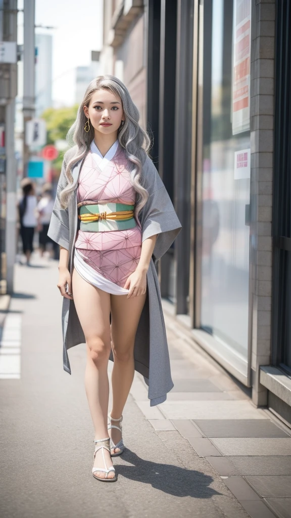 Cute Japanese female, (), (very cute face), white moist skin, looking at camera, melancholy expression, (pink bright eyes: 1.4),
BREAK,
Idol, (very beautiful berserker female: 1.3),
BREAK,
(wearing pink cute kimono: 1.3), (highly revealing kimono), very large earrings, short length, (leaf tattoo on body: 1.3),
BREAK,
(long hair), (light gray hair: 1.4), (wavy hair), (gradient hair: 1.3), (red tips: 1.3),
BREAK,
(realistic: 1.3), masterpiece, perfect lighting, (ultra-high resolution), (8K), (highly detailed: 1.4), (from the front), (full body: 1.4), (symmetrical: 1.2), (one shot),
BREAK,
(Shibuya, Japan: 1.2),