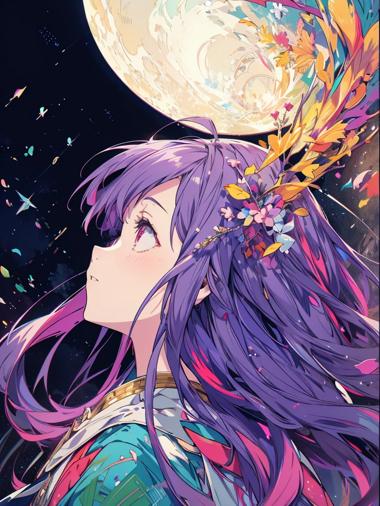1 girl, Beautiful and detailed, Purple long hair, Pale red eyes, Princess Dress, Glowing Skin, solve, (Anime Style:1.6)High contrast girl, Sitting, Side Shot, (null:1.3), (masterpiece, Highest quality, perspective, Depth of written border:1.5), Flowers, Rocky Mountain, forest, Beautiful Face, Thighs, From below, 8k, Raw photo, Confused, Impressionism, (Tom Thomson, Claude Monet, Joaquin Sorolla, James Wilson Morris, John Fabian Carlson, Hugh Henry Breckenridge:0.8), HDR, Realistic, Film Grain, chromatic aberration, 高solve, Very detailed, finely, Dynamic Lighting, Dramatic lighting, Shadow, Sharp focus, Highly detailed eyes and face, Sharp pupils, Realistic student