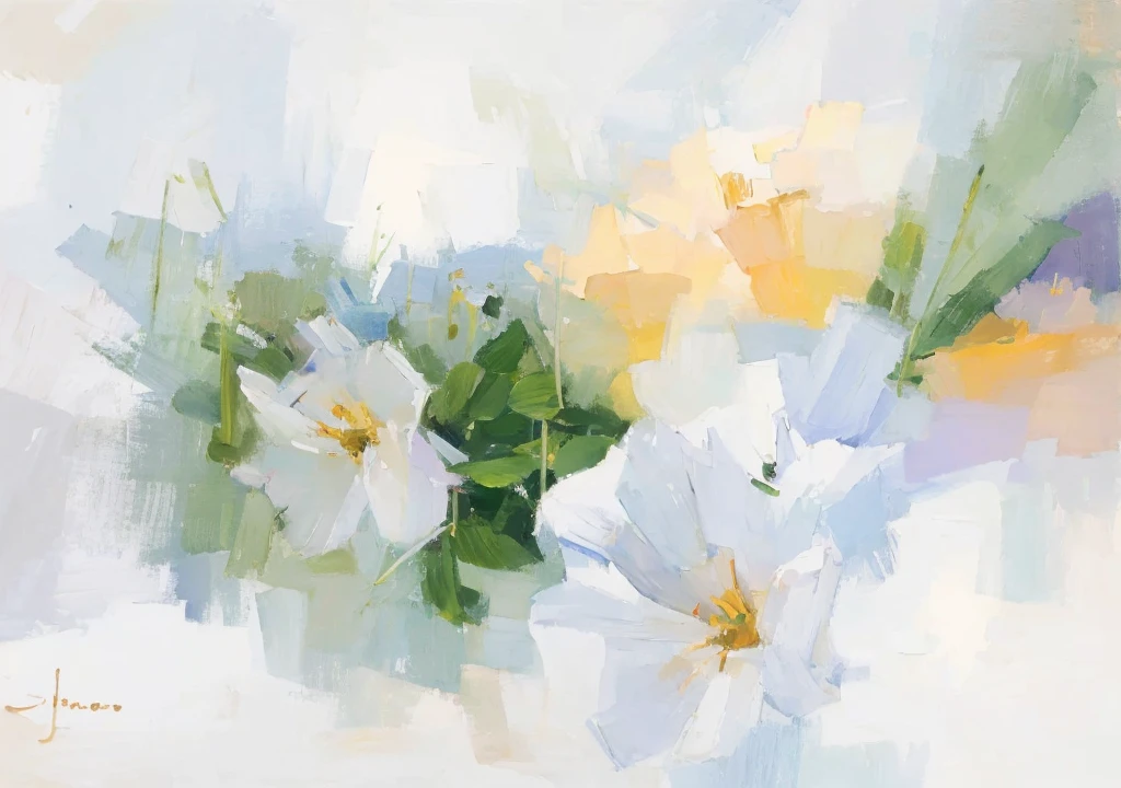 In the flowers,Overgrown,rays of sunshine,Impressionism,Oil painting style,purple and orange flowers。(Dense foliage:1.3),shine,shiny,art itself