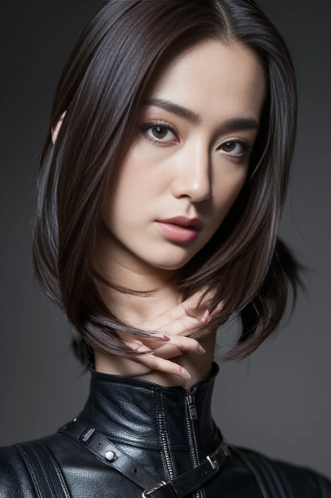 (masterpiece:1.2), very detailed, ultra high resolution, (realistic, photo realistic:1.37), RAW color photos with high detail, professional photography, very delicate and beautiful, very detailed, 8K wallpapers, amazing, in detail, huge file size, very detailed beautiful girl, very detailed face, very detailed eyes, very detailed skin, very detailed fingers, very detailed nose, very detailed mouth, complete anatomy, very detailed 배경, (famous japanese actress:1.2), (fix:1.2), (flat chest:1.3), dynamic lighting, Restraint, rubber, leather corset, harness, knee high boots, toy, (darkroom), (from below:1.1), (look down with disdain), armpit, whole body, (standing:1.1),