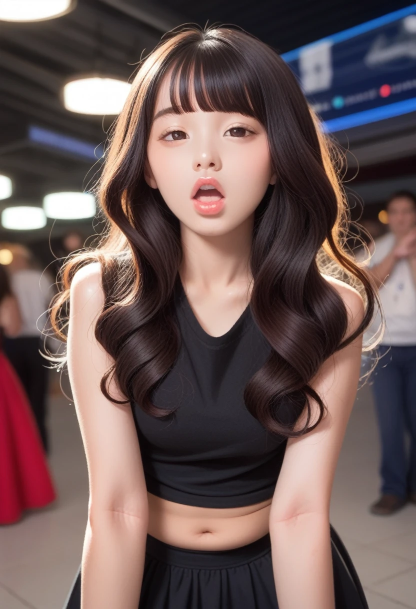 Top quality, Reality, 8K, HD, 1 girl, Miss, (Sexy pose: 1.9, touch: 1.9, cleveage: 2), Gorgeous, (Large target: 1.8), (underwear: 2, OK: 1.9, underwear: 1.4), (short hair: 2, Bob: 2, partedbangs: 1.6), Watch the audience, (1 girl's Eyes: 1.6), Reality, (Bokeh), (Flowing hair, Lips, open mouth: 1.43), Gorgeous, Pure face_v1:1,