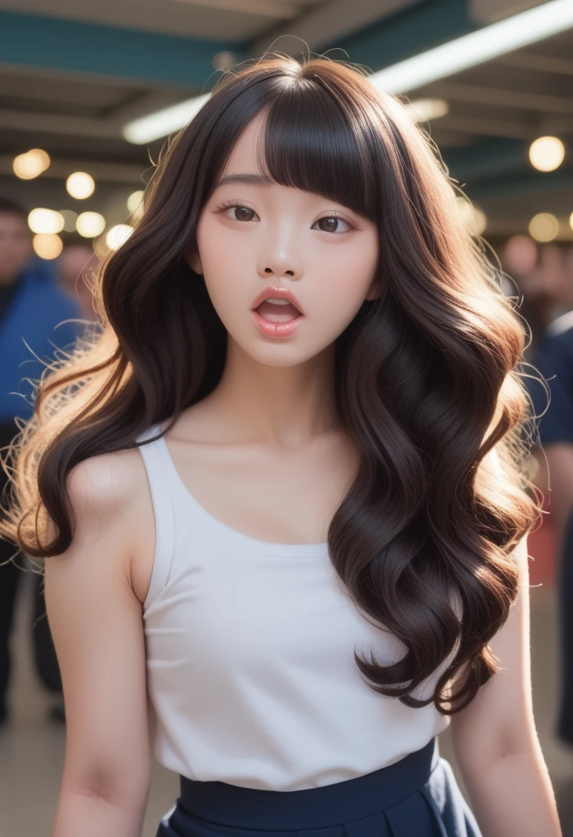Top quality, Reality, 8K, HD, 1 girl, Miss, (Sexy pose: 1.9, touch: 1.9, cleveage: 2), Gorgeous, (Large target: 1.8), (underwear: 2, OK: 1.9, underwear: 1.4), (short hair: 2, Bob: 2, partedbangs: 1.6), Watch the audience, (1 girl's Eyes: 1.6), Reality, (Bokeh), (Flowing hair, Lips, open mouth: 1.43), Gorgeous, Pure face_v1:1,