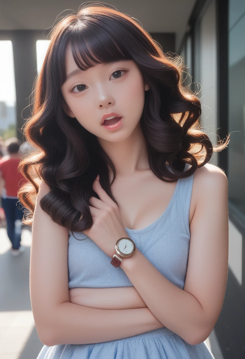 Top quality, Reality, 8K, HD, 1 girl, Miss, (Sexy pose: 1.9, touch: 1.9, cleveage: 2), Gorgeous, (Large target: 1.8), (underwear: 2, OK: 1.9, underwear: 1.4), (short hair: 2, Bob: 2, partedbangs: 1.6), Watch the audience, (1 girl's Eyes: 1.6), Reality, (Bokeh), (Flowing hair, Lips, open mouth: 1.43), Gorgeous, Pure face_v1:1,