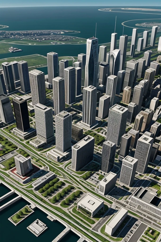 Rich and modern ultra-realistic small city
