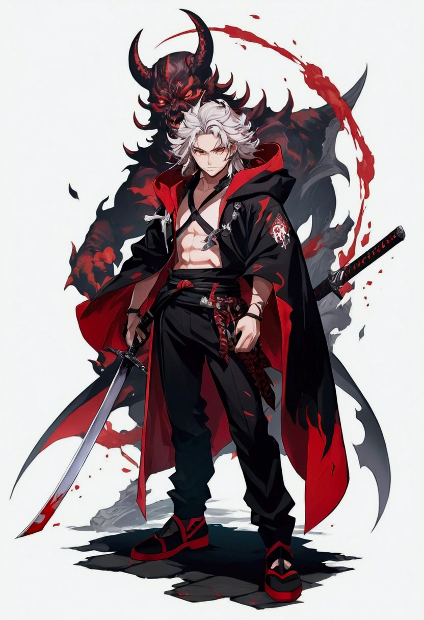 anime character with a sword and a demon costume, demon slayer artstyle, demon slayer rui fanart, badass anime 8 k, handsome guy in demon slayer art, key anime art, demon slayer, from arknights, anime style character, shigenori soejima illustration, trigger anime artstyle, best anime 4k konachan wallpaper, detailed anime character art, sangat detail, sempurna, tidak cacat, wide, 4k