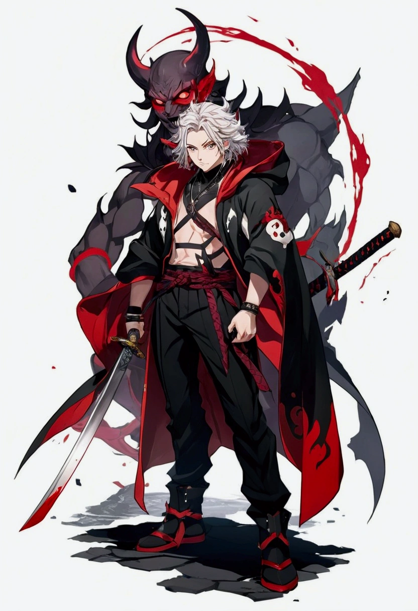 anime character with a sword and a demon costume, demon slayer artstyle, demon slayer rui fanart, badass anime 8 k, handsome guy in demon slayer art, key anime art, demon slayer, from arknights, anime style character, shigenori soejima illustration, trigger anime artstyle, best anime 4k konachan wallpaper, detailed anime character art, sangat detail, sempurna, tidak cacat, wide, 4k
