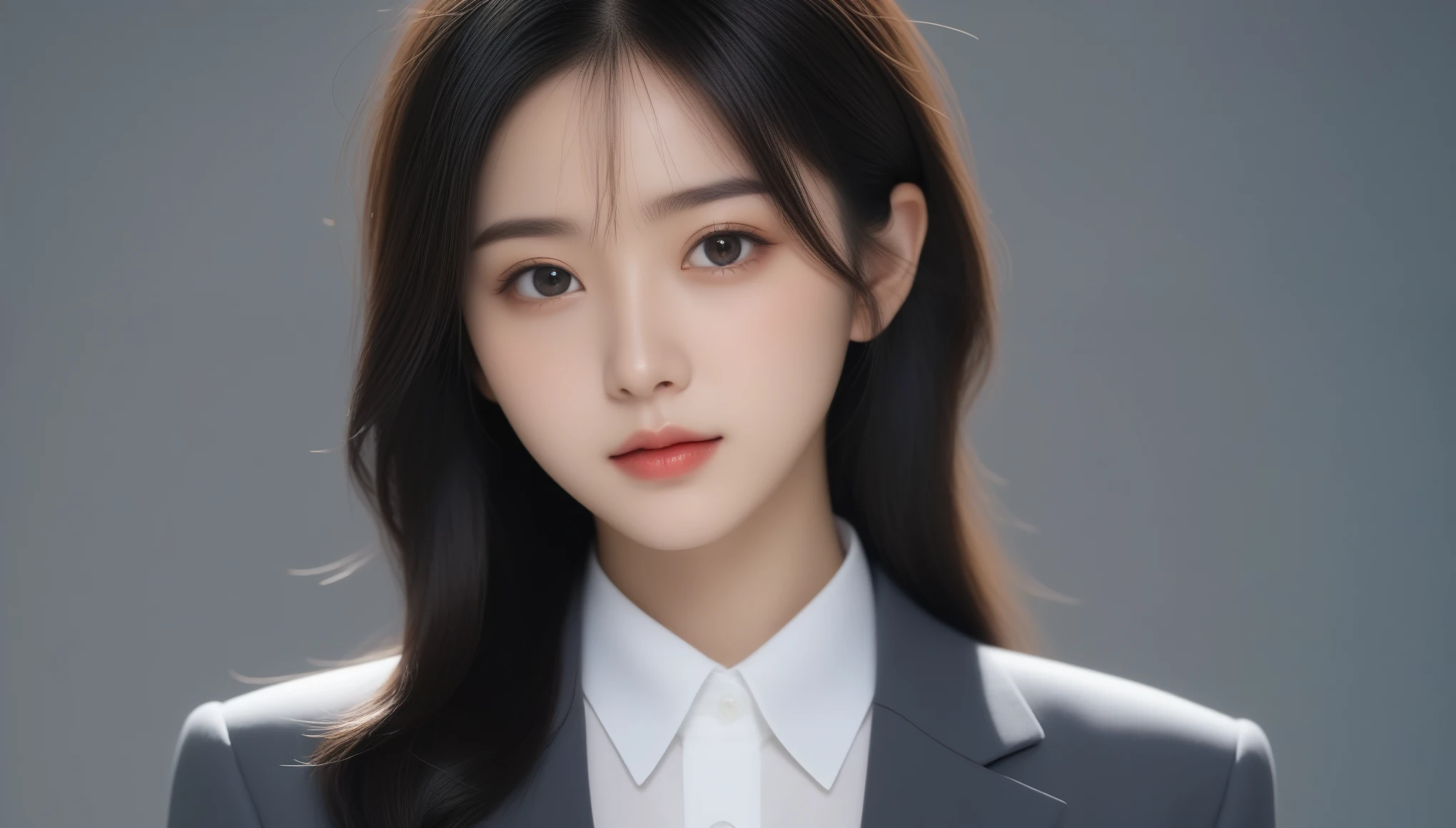8k, Ultra-high resolution, Highest quality, masterpiece, 三分割法によるphotograph,Surreal, photograph, 1 Girl, (16 years old:1.3), pretty girl, Cute Face, Beautiful eyes in every detail, 細かくdetailedに,masterpiece,One Girl:1.2, Japan Female Announcer,extream close up,sad,streaming tears,Long black hair,Short Hair,Messy hair,(black suit:1.3),mourning clothes,(印象派の美しい少女のPortraiture), (Gray background:1.3),(Impressionist light and colour),Realistic Skin, Perfect and beautiful face ,完璧でCute Face, Skin with attention to detail, Perfect limbs、Narrow waist,Looking at the audience、beauty,Long neck,clavicle,(((Ideal body type))),A cup small breasts :2,Portraiture:2,Perfect Anatomy,鮮明なdetailed,detailed,Surreal,Light and shadow,spotlight