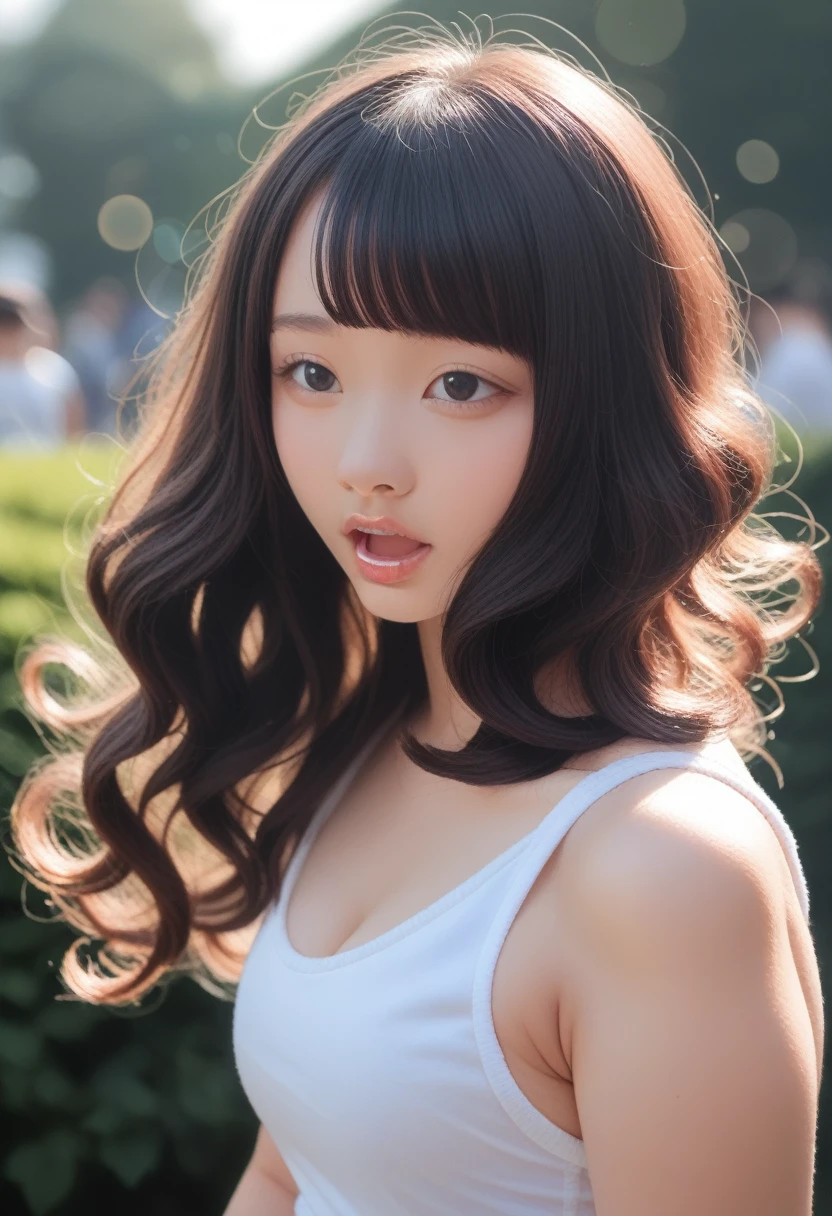 Top quality, Reality, 8K, HD, 1 girl, Miss, (Sexy pose: 1.9, touch: 1.9, cleveage: 2), Gorgeous, (Large target: 1.8), (underwear: 2, OK: 1.9, underwear: 1.4), (short hair: 2, Bob: 2, partedbangs: 1.6), Watch the audience, (1 girl's Eyes: 1.6), Reality, (Bokeh), (Flowing hair, Lips, open mouth: 1.43), Gorgeous, Pure face_v1:1,
