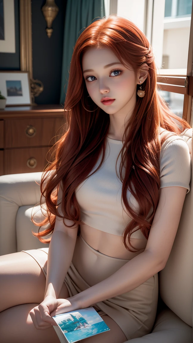 Jennie, Asiatic woman, ruiva, cabelos longos