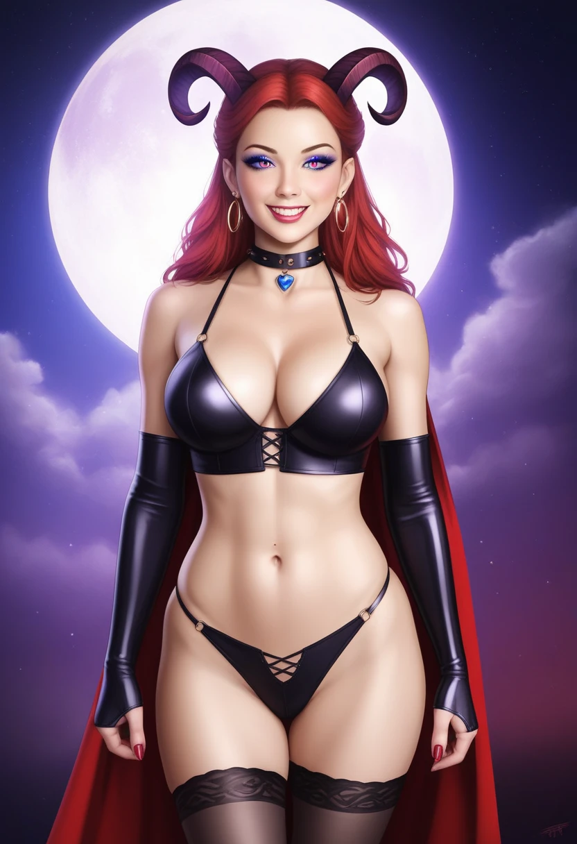 Masterpiece, beautiful demon succubuorena Baccarin), devil horns and tail, Evil smile, dark red lingerie and eyes in stockings:1.3), Satanic castle background, (UHD, 8k wallpaper, A high resolution), cinematic lighting, award-winning, Extremely detailed skin, very detailed face, highly detailed eyes, Photorealistic, Zeiss 85 mm F/1.4, Ellen von Unwerth, Behind