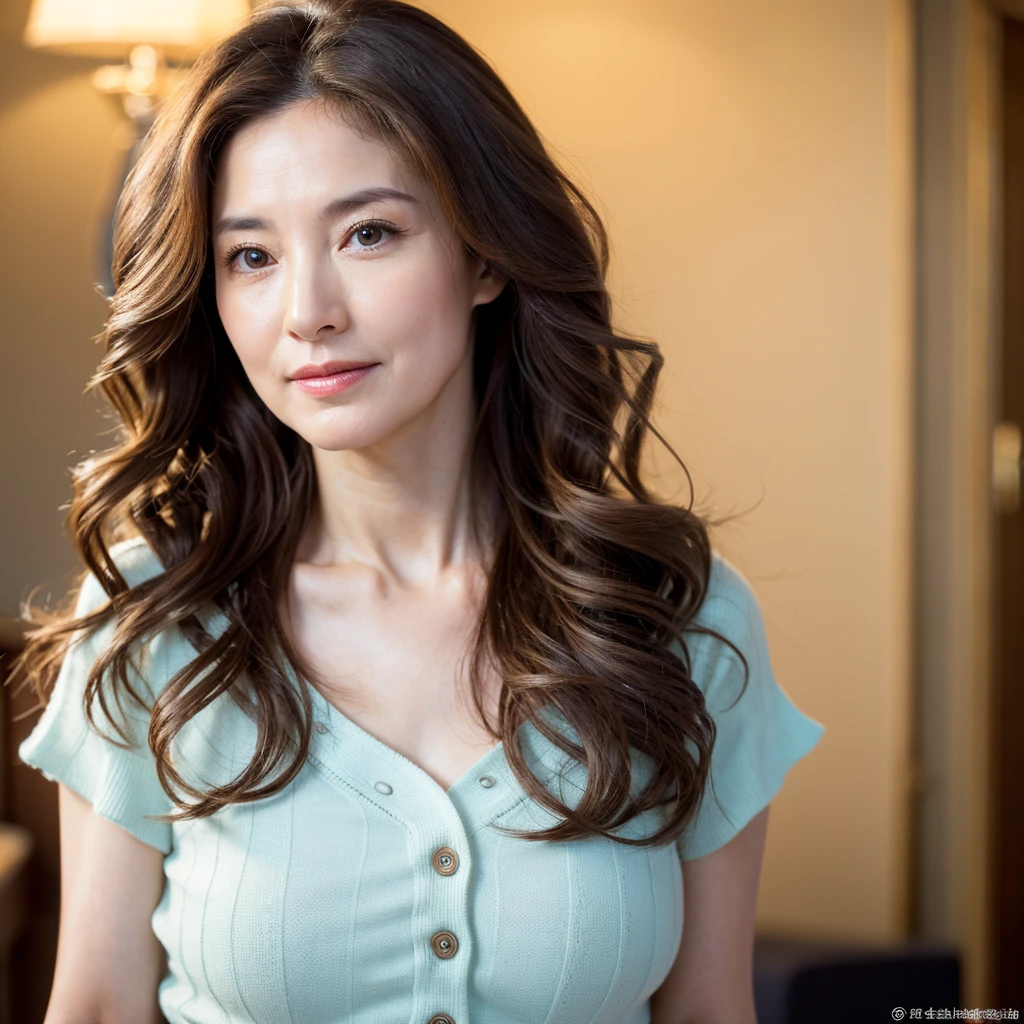 Beautiful mature woman with beautiful wavy long hair, Sexy Mature, Ultra-high resolution,(Realistic:1.4), ((Highest quality)), ((masterpiece)), (be familiar with),