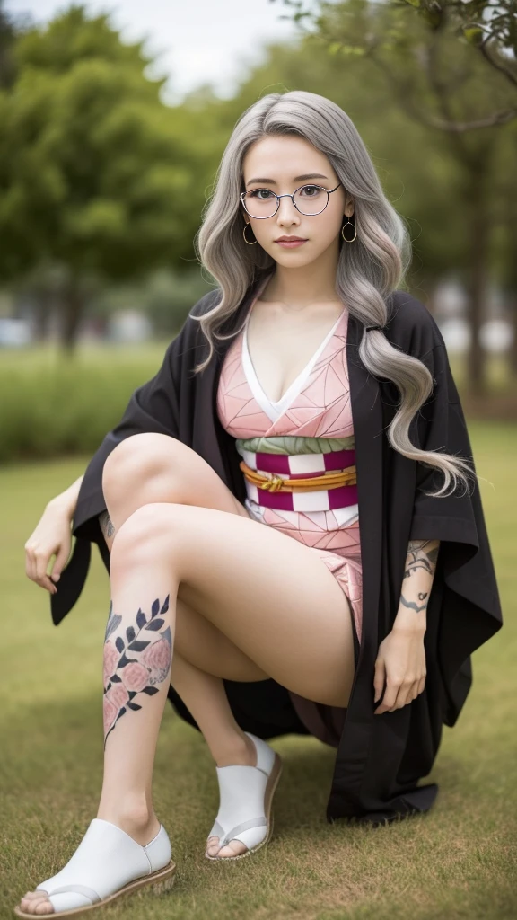 Cute Japanese woman, (), (very cute face), white moist skin, looking at the camera, melancholy expression, (pink bright eyes: 1.4), (black frame glasses: 1.3)
BREAK,
Idol, (very beautiful berserker woman: 1.3), (fighting: 1.3),
BREAK,
(wearing pink cute kimono: 1.3), (highly revealing kimono), very large earrings, short length, (has black grass tattoo on body: 1.3),
BREAK,
(long hair), (light gray hair: 1.4), (wavy hair), (gradient hair: 1.3), (red tips: 1.3),
BREAK,
(realistic: 1.3), masterpiece, perfect lighting, (ultra high resolution), (8K), (highly detailed: 1.4), (from the front), (full body: 1.4), (symmetrical: 1.2), (one shot),
BREAK,
(Shibuya city in Japan: 1.2),