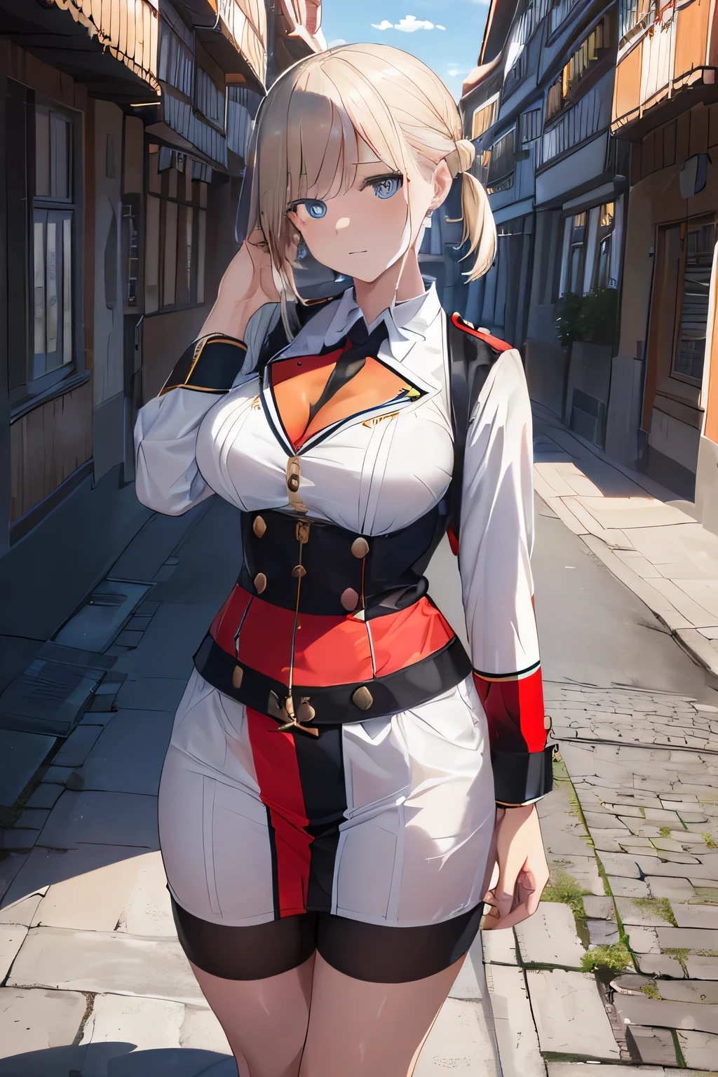 (((German flag-inspired outfit:1.3))),(((Woman in men's clothing:1.3))),(),(masterpiece,Highest quality,Ultra-high resolution output images,Write boundary depth,Intricate details,Adding dimension to your subject with the contrast of light and shadow,Anatomically correct facial structure),(Picture Mode Ultra HD,)