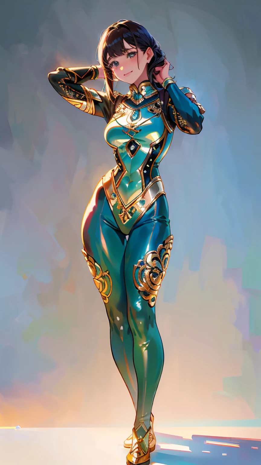 a female knight, wearing armored dress, intricate, highly detailed, by michael garmash and Aleksi Briclot,(aletta ocean face), (navel cutout, cleavage cutout), 