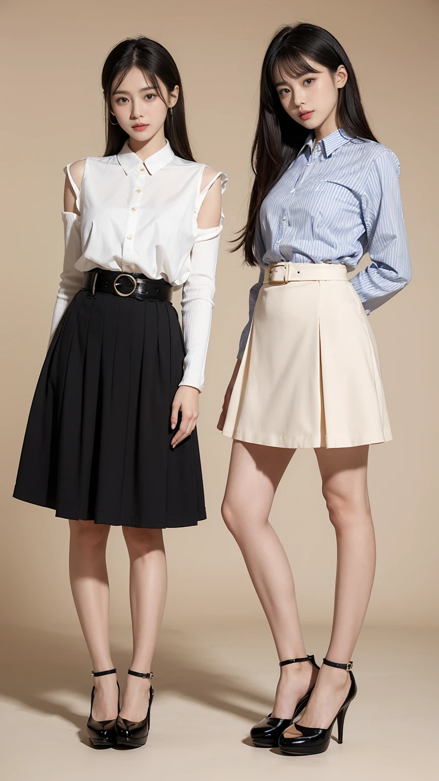 When choosing a skirt, short people，Here are some key points to consider:，To help you visually lengthen your body，Show elegance and fashion：

Skirt length：Choose a high waist skirt，Such as A-line skirt or hip skirt，Can enhance waistline，Lengthen leg lines。Skirt length以膝盖以上或脚踝以上的长度为佳，Avoid choosing skirts that are too long，So as not to appear heavy。
Skirt type：A-line skirts or straight skirts are good choices，They can help create smooth lines。Avoid skirts that are too baggy or have too many layers，Because it may make you look shorter.。
Colors and Patterns：Choose a solid color or simple patterned skirt，Can create a visual extension effect。Vertical stripes or patterns can also help to elongate your figure.。
Fabric：Choose soft、垂坠感好的Fabric，It can prevent the skirt from being too tight or fluffy，So that it appears more slender visually。
Detailing：选择有Detailing的裙子，Like wrinkles、Belt or bias cut design，Can add visual interest，It also helps to shape your body proportions。
Shoes matching：Wear with high heels or platform shoes，Can visually increase height。If you choose flat shoes，You can choose shoes in nude color or a color similar to the skirt.，To extend the leg line。