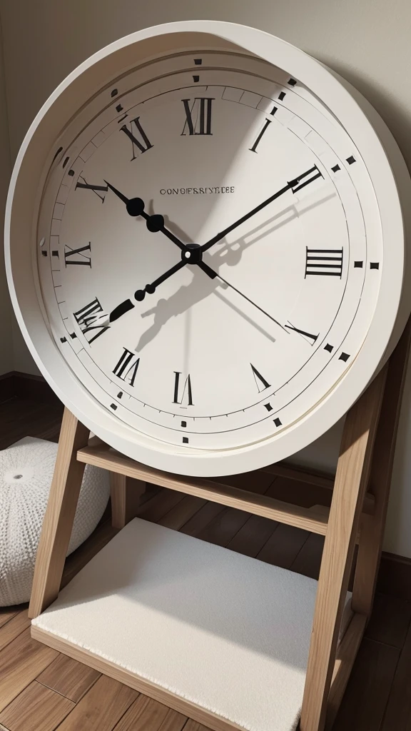 Create a large clock that is round and white 