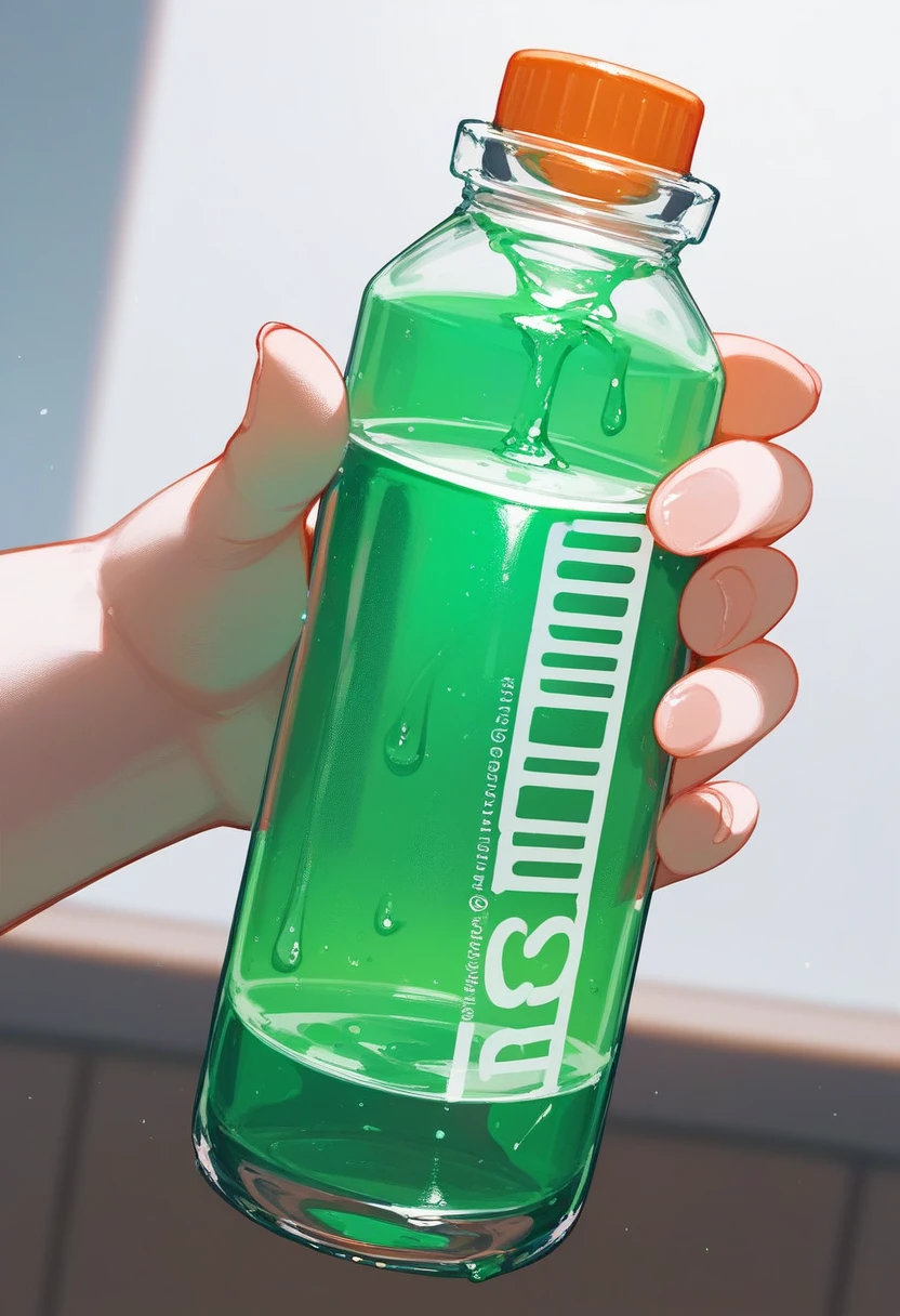(Fraction_9,Fraction_8_Direction_7_up), ((一个的Magic Bottle))(Close shot),Magic Bottle,Green liquid in the bottle,