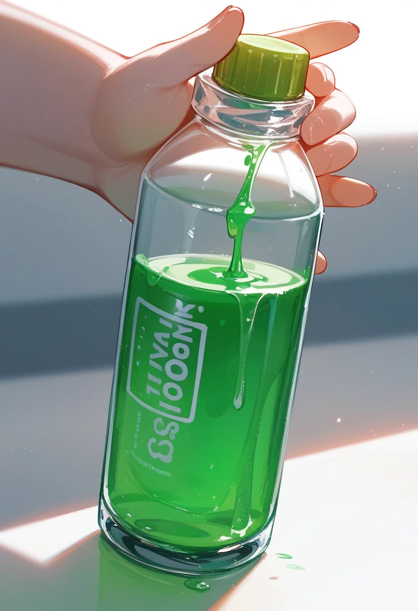 (Fraction_9,Fraction_8_Direction_7_up), ((一个的Magic Bottle))(Close shot),Magic Bottle,Green liquid in the bottle,