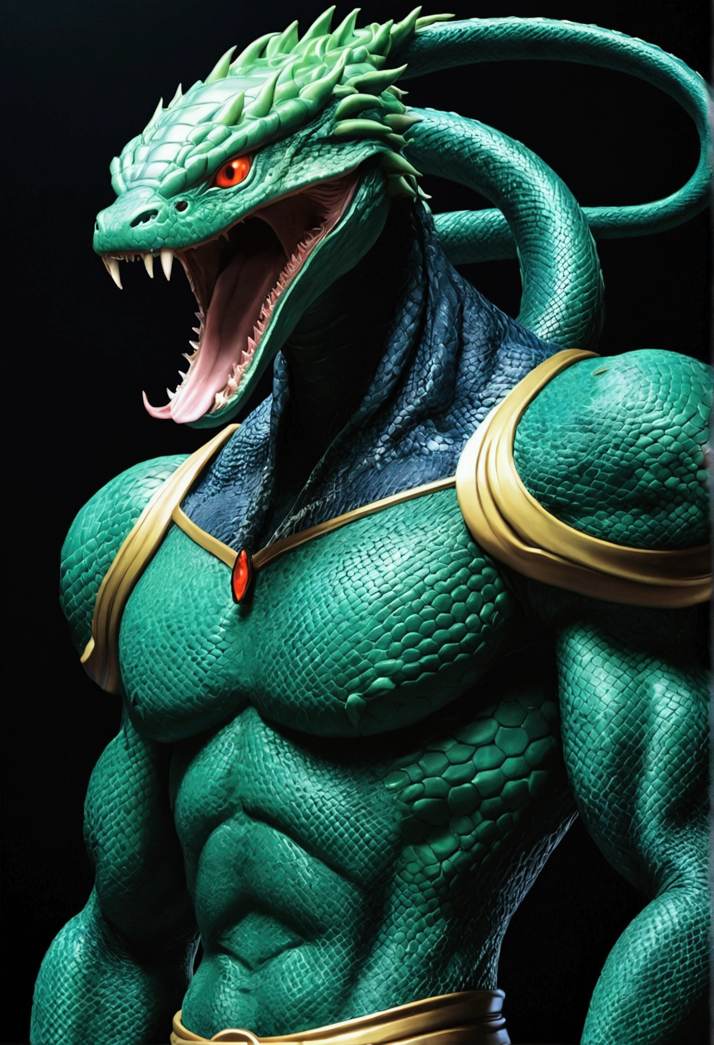 An alien snake villain, anime style character, como um anime character, male anime style, anime character, inspired by Dragon Ball, art by Akira toryama