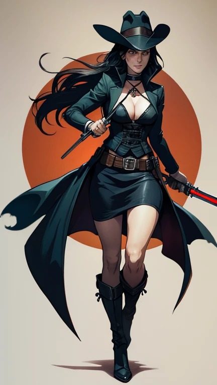 woman Van Helsing is a mutant with a pistol and a saber