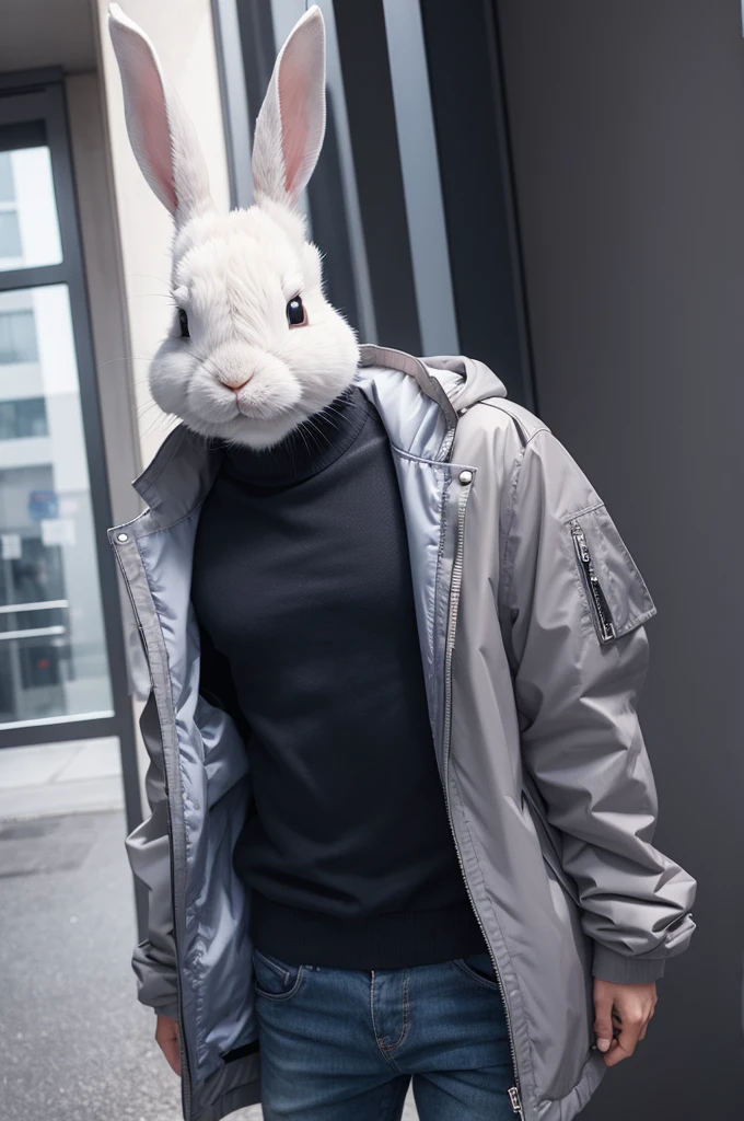 A rabbit with a human body and stylish clothes