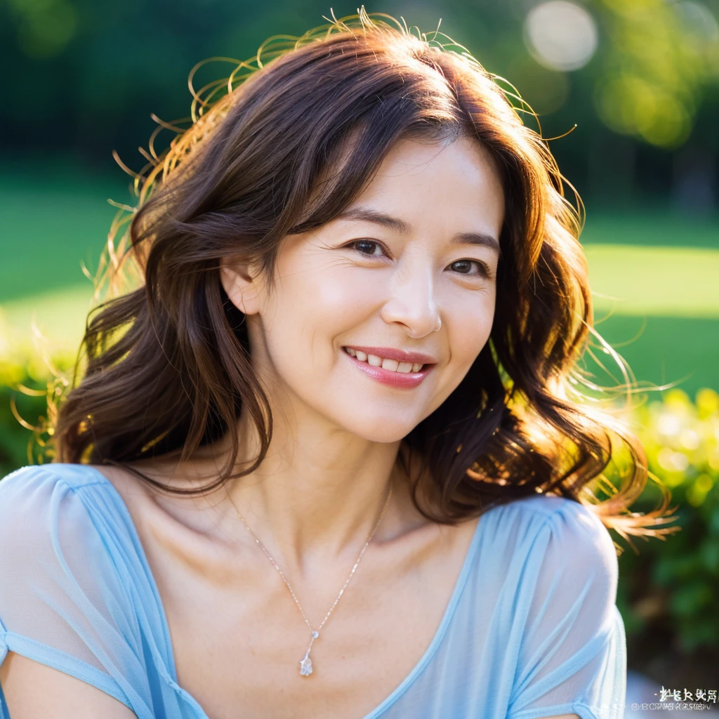 Beautiful mature woman with beautiful wavy long hair, Sexy Mature, Smile, Ultra-high resolution,(Realistic:1.4), ((Highest quality)), ((masterpiece)), (be familiar with),