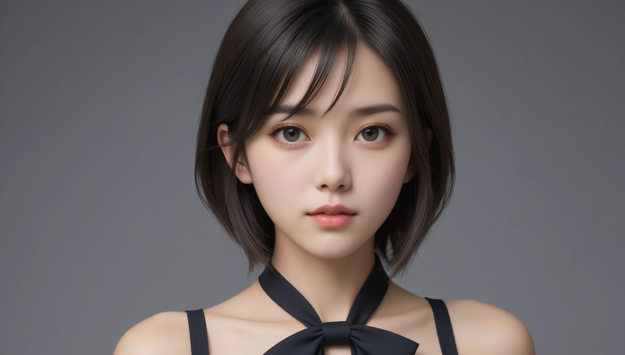 8k, Ultra-high resolution, Highest quality, masterpiece, 三分割法によるphotograph,Surreal, photograph, 1 Girl, (16 years old:1.3), pretty girl, Cute Face, Beautiful eyes in every detail, 細かくdetailedに,masterpiece,One Girl:1.2, Japan Female Announcer,extream close up,sad,streaming tears,Long black hair,Short Hair,Messy hair,(black suit:1.3),mourning clothes,(印象派の美しい少女のPortraiture), (Gray background:1.3),(Impressionist light and colour),Realistic Skin, Perfect and beautiful face ,完璧でCute Face, Skin with attention to detail, Perfect limbs、Narrow waist,Looking at the audience、beauty,Long neck,clavicle,(((Ideal body type))),A cup small breasts :2,Portraiture:2,Perfect Anatomy,鮮明なdetailed,detailed,Surreal,Light and shadow,spotlight