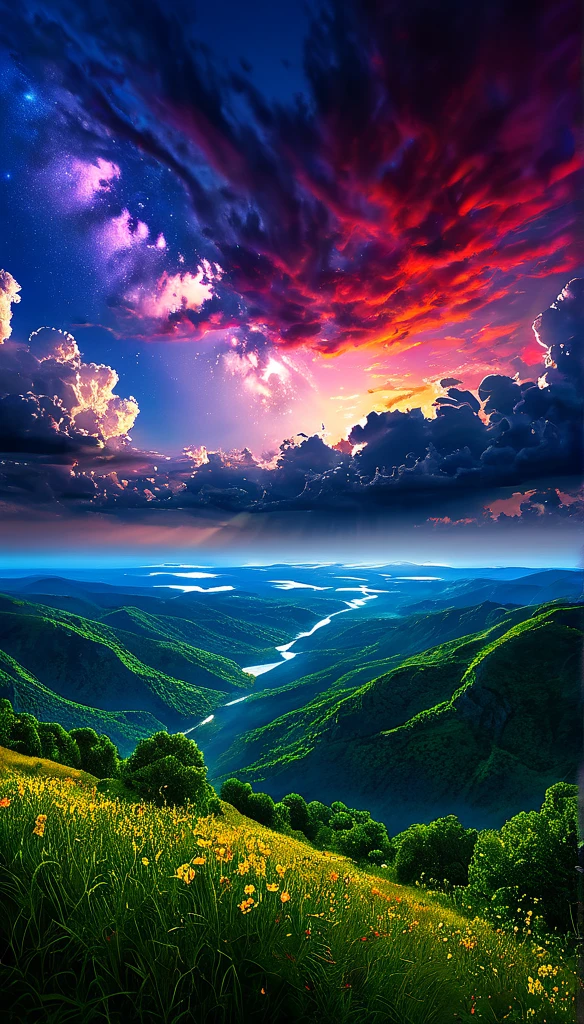 summer sky,photorealistic,highly realistic,extreme details,breathtakingly realistic,high contrast realism,high saturation realism,vibrant colors,dramatic lighting,captivating landscape,compelling storytelling,atmospheric scene,mesmerizing visuals,intricate details,strong emotions,celestial beauty,dreamlike world