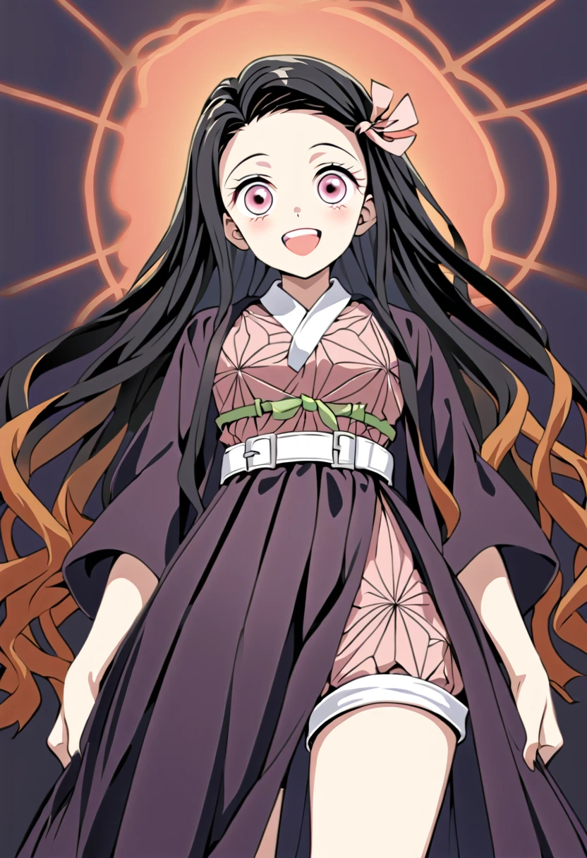 official style, kamado nezuko, kimetsu no yaiba, very aesthetic, best quality, intricate, overall detail, 1 girl, standing, happy, simple background, facing the front, straight-on, close to viewer, cowboy shot, face focus, intricate, hyper-detailed, 100-layer, {{{{ultra-high resolution}}}}, official style, kamado nezuko, kimetsu no yaiba, very aesthetic, best quality, intricate, overall detail, 1 girl, standing, happy, simple background, facing the front, straight-on, close to viewer, cowboy shot, face focus, intricate, hyper-detailed, 100-layer, {{{{ultra-high resolution}}}}, {{{hi-vision anime}}},	