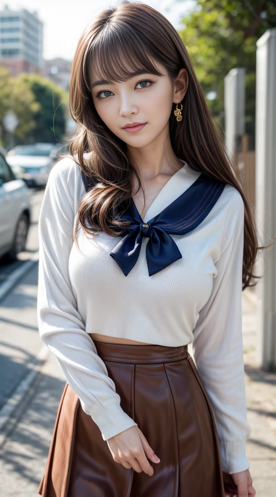 ((highest quality、8k、masterpiece:1.3)),((((cowboy shot)))),Ultra-high resolution,big eyes,Japanese,bangs,(a girl),(1 girl),((20 years old)),((facing at viewer)),(long hair),(((black sailor uniform))),grin,((sitting on chair)),(pleated mini skirt),(((pussy))),((pubic hair)),(((open legs))),((skirt lift))
