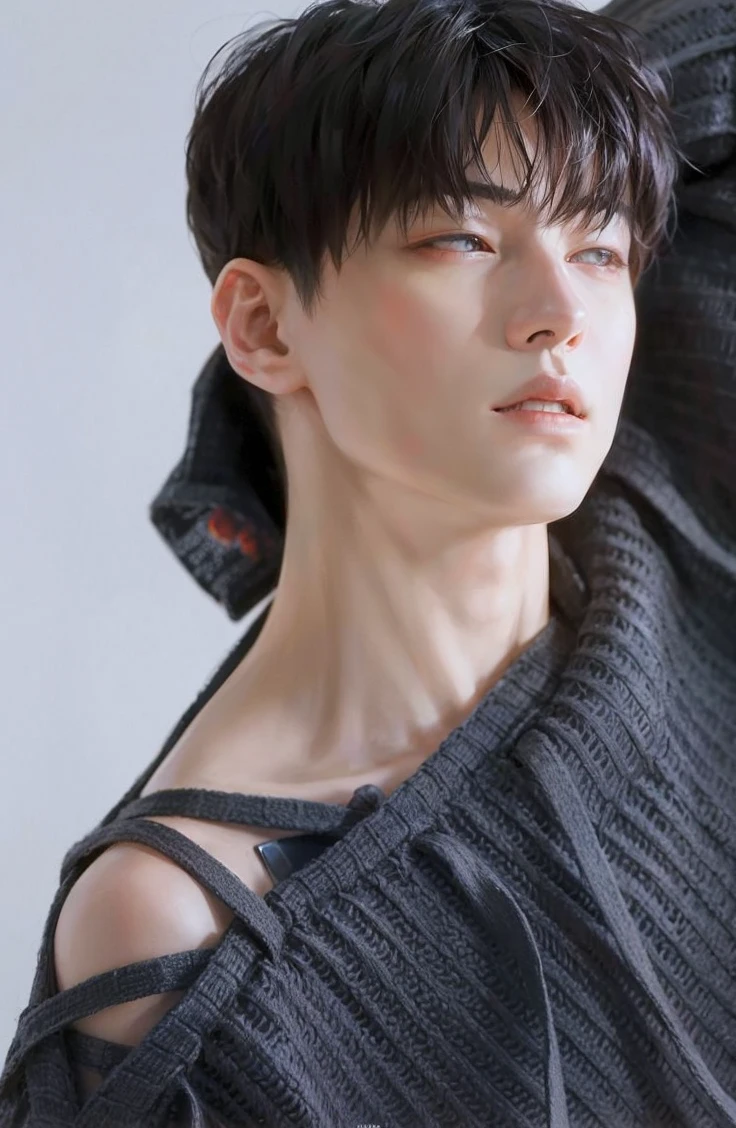 trimmed man in black coat and tie looking at camera, inspired by Yanjun Cheng, Jinyoung Canela, inspired by Zhang Han, Jungkook, yanjun chengt, photorrealistic!!!!!!! artwork style, portrait of kpop idol, realism artstyle, realistic anime artstyle, artwork style realista, anime realism style, nft portrait, artwork style realista
