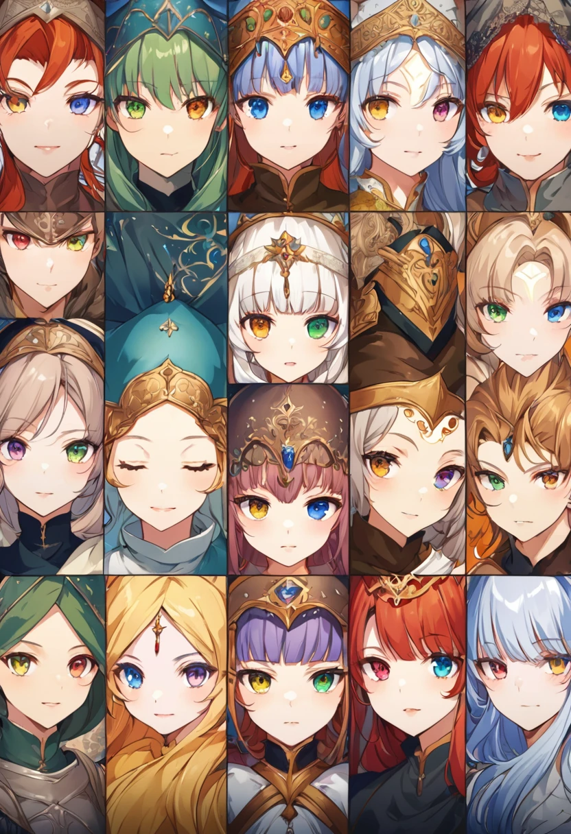 sakimiChanStyle, Urop Style, Portraiture, Detailed painted face, Beautiful woman, Fuller lips, Opaque Veil, Medieval Veil, Head rail, 12th century, Eyes with heterochromia, Rainbow Eyes, Medieval costume, Brot, Lord of the Rings Gown, Near perfect, Beautiful anime style, Character Panorama, Beautiful and detailed face, Shining Shadow, Beautiful gradation, Depth of written boundary, Beautiful graphics, high quality, Attention to detail, High resolution, Luminous Studio Graphics Engine