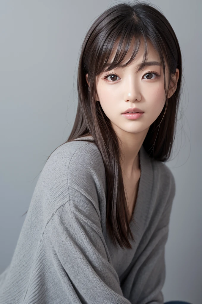 Gray background、Beauty