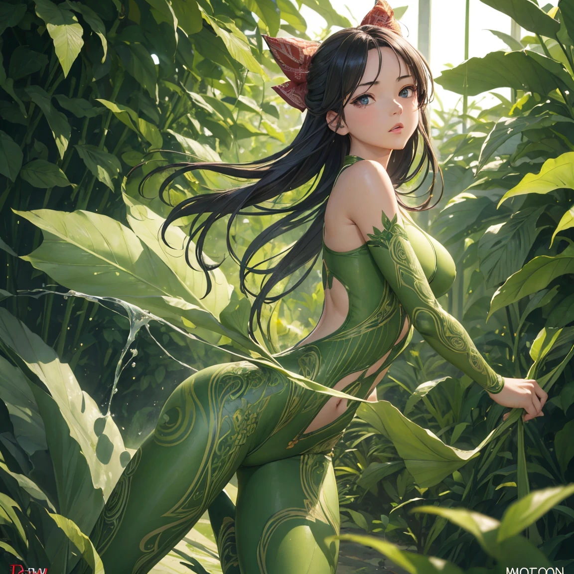 no panties, showing crotch, full body, magical forest scene at night, fireflies around, realistic, evil smile, 3D, anatomically correct, super detail, high details, high quality