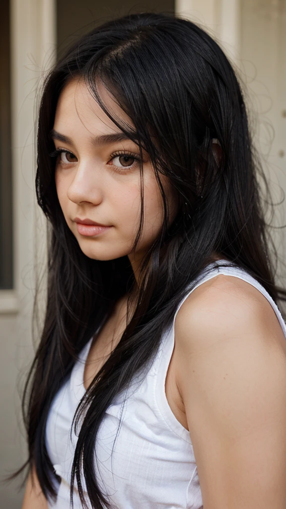girl with long black hair Cute long eyelashes