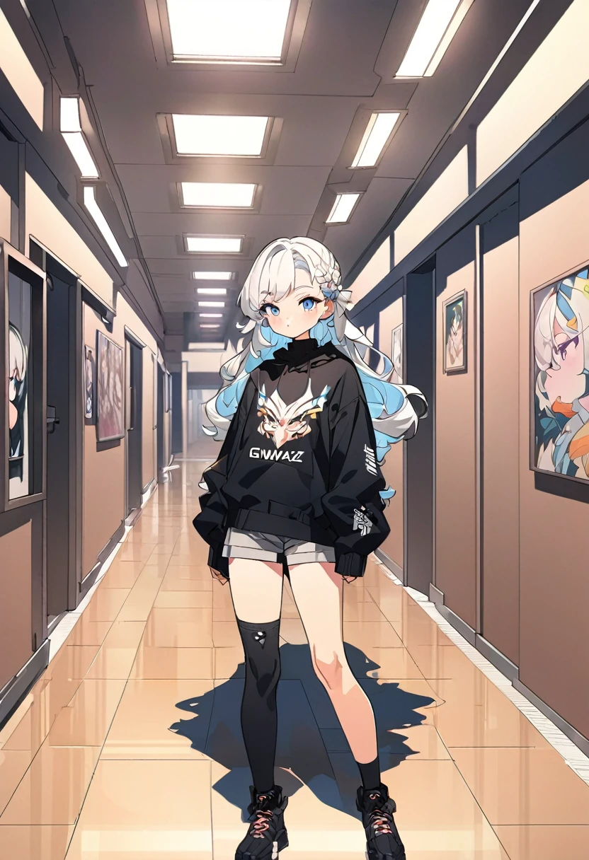 Anime girl in shorts and black top standing in a hallway, Enchanting anime girl, Attractive anime girl, Beautiful Anime Girls, Cute girl anime visuals, Gwaiz, artwork in the style of Gwaiz, Beautiful and attractive anime woman, Beautiful and attractive anime teen, Cute Anime Girl, Cute Anime Girl, Beautiful Anime Woman, Anime Moe Art Style