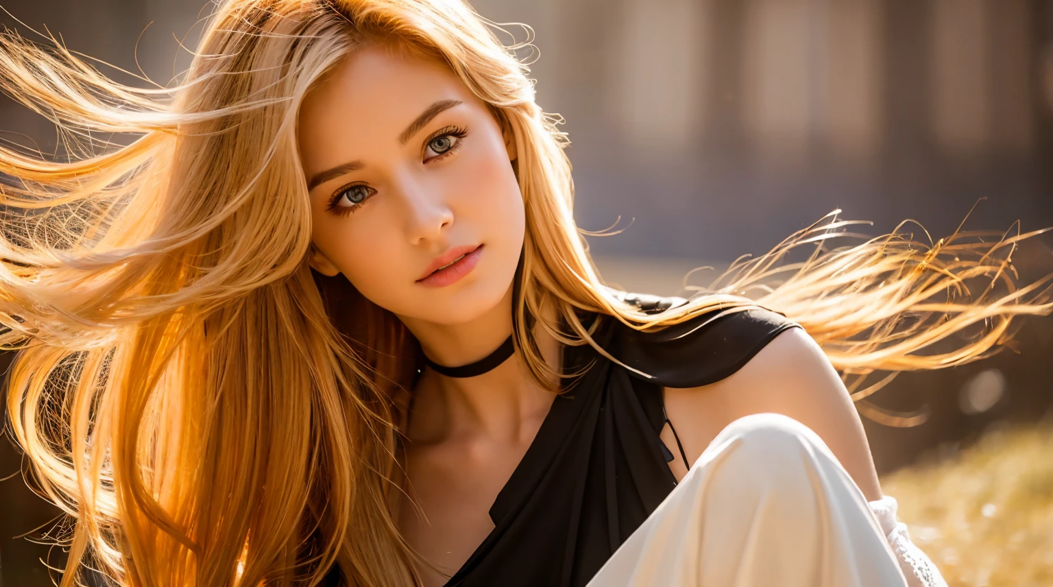 a beautiful young woman with golden hair,full figure,fragments and art,stunning,Rich.