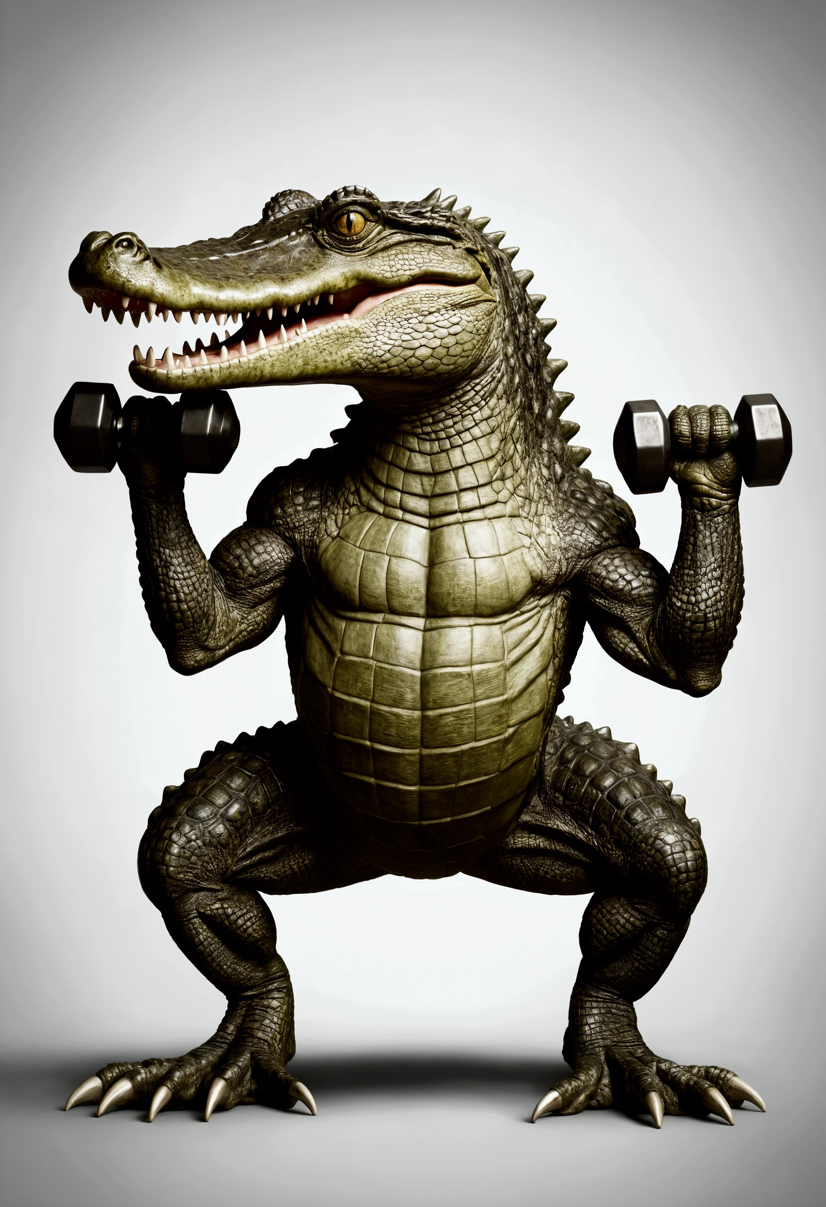 Crocodile lifting dumbbell
