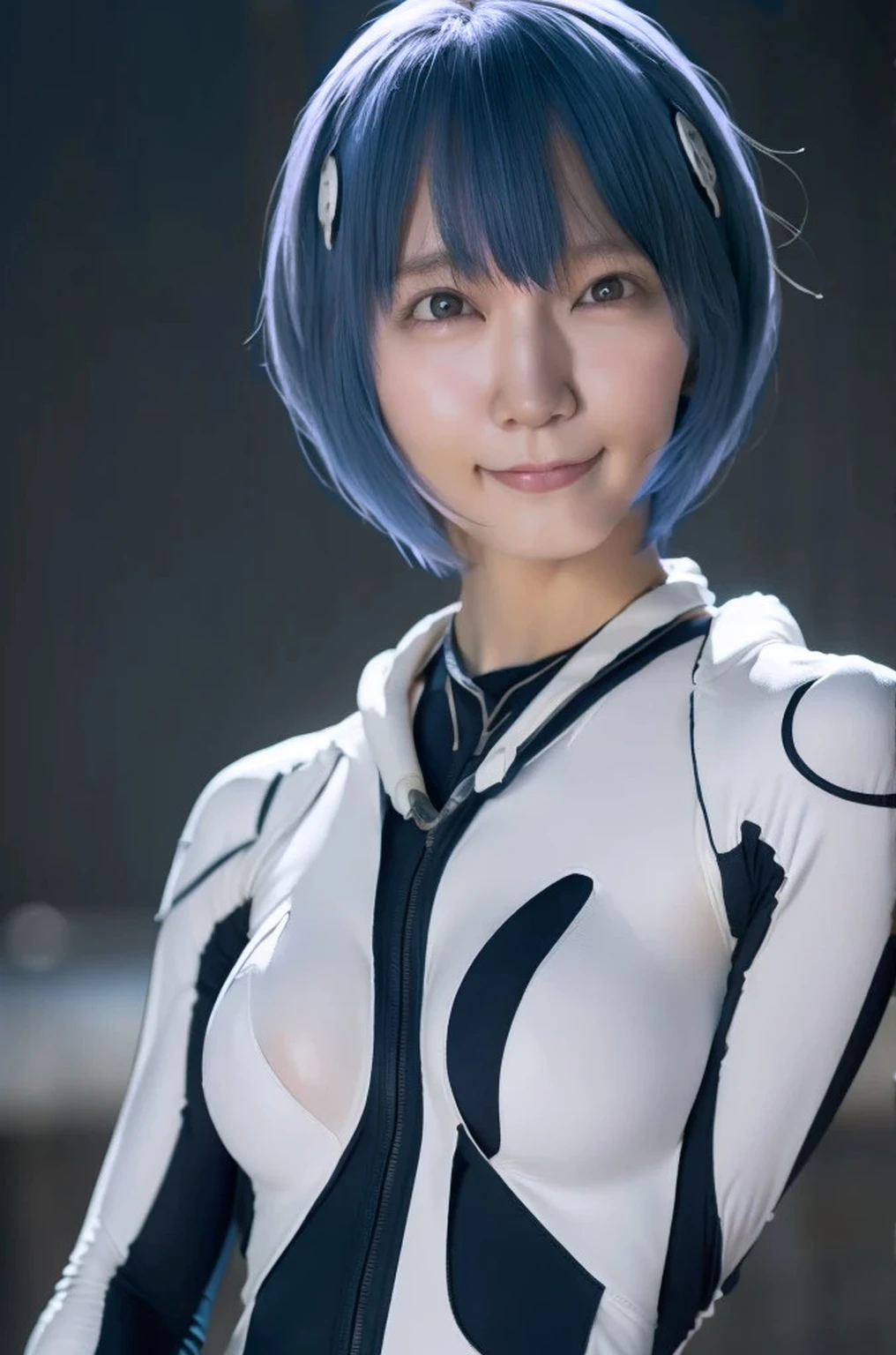 ayanami, Blue hair fluttering in the wind, short hair, (Red eyes:1.0), Bodysuits, headgear, Plug Suit, White Bodysuits, Outdoor, city, View your viewers, (masterpiece:1.2), Highest quality, High resolution, unity 8k wallpaper, (shape:0.8), (Beautiful details:1.6), Highly detailed face, Perfect lighting, Highly detailed photos, (Perfect hands, Perfect Anatomy)
